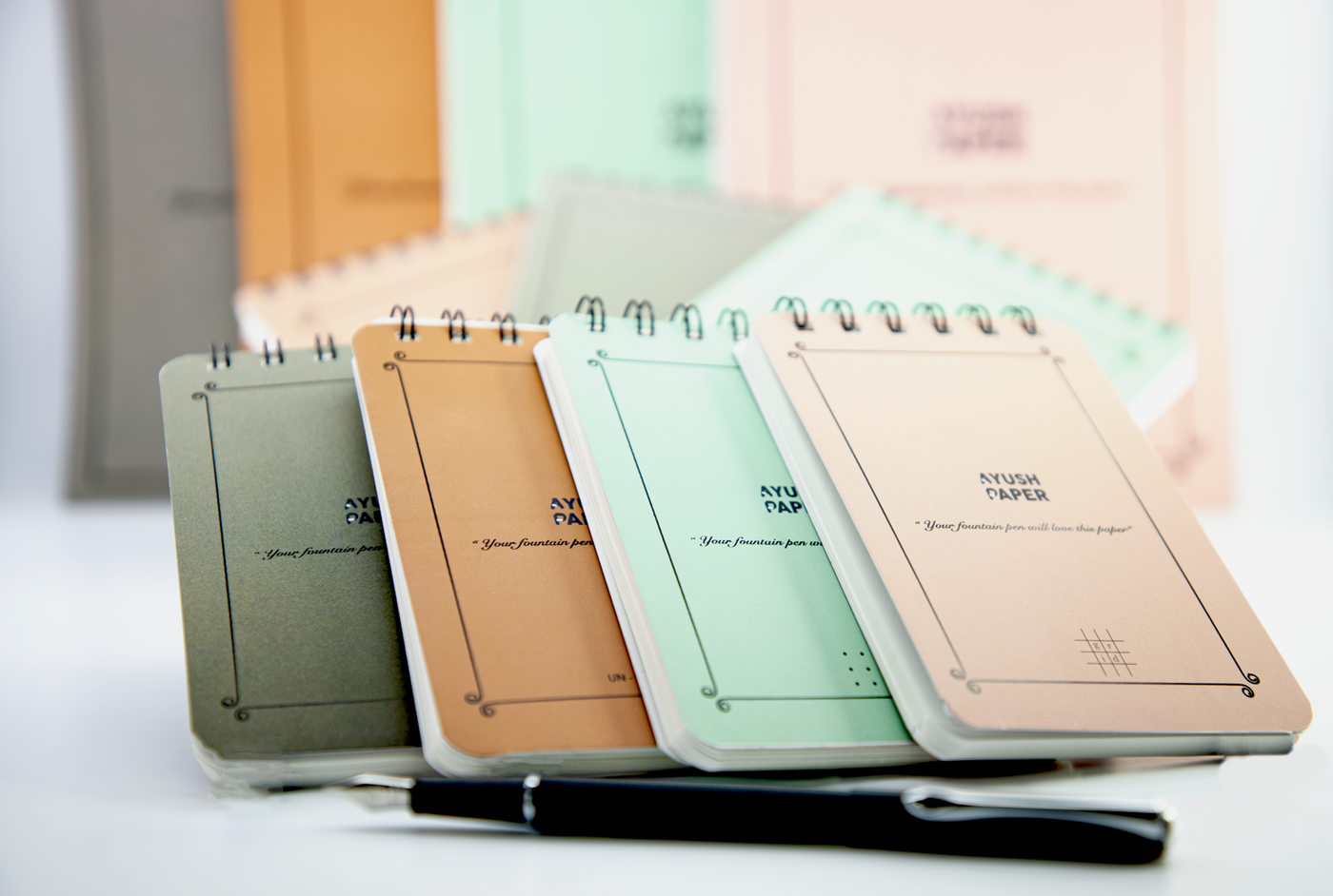 Ayush Paper is made in India, this paper is know to be smooth but still has some texture. this paper is good for Fountain pens and does not bleed nor will it feather.