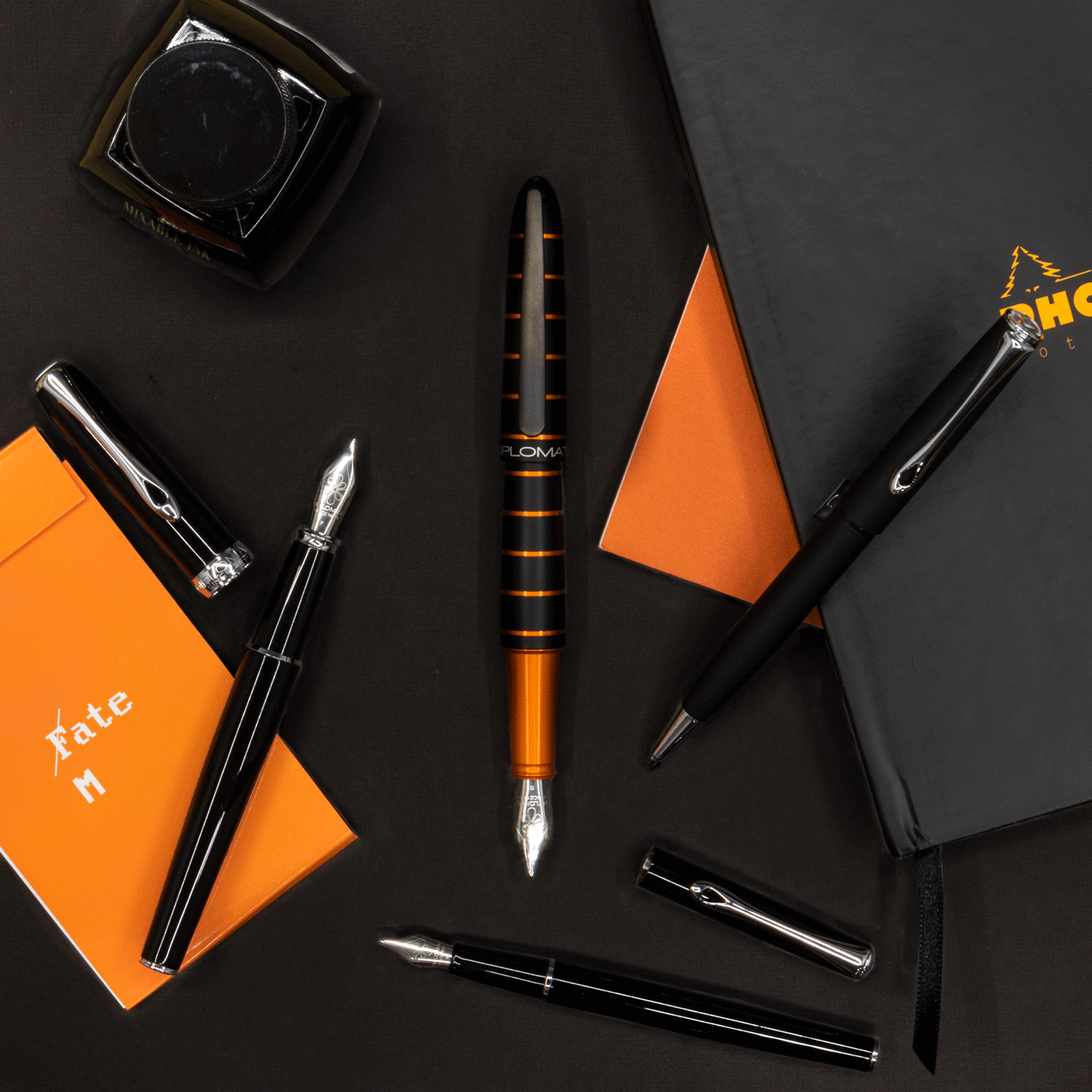Diplomat has been manufactured in Germany since 1922 using traditional methods of craftsmanship. These high quality pens are made from metal and acrylics, with steel and gold nibs, and are piston filled.