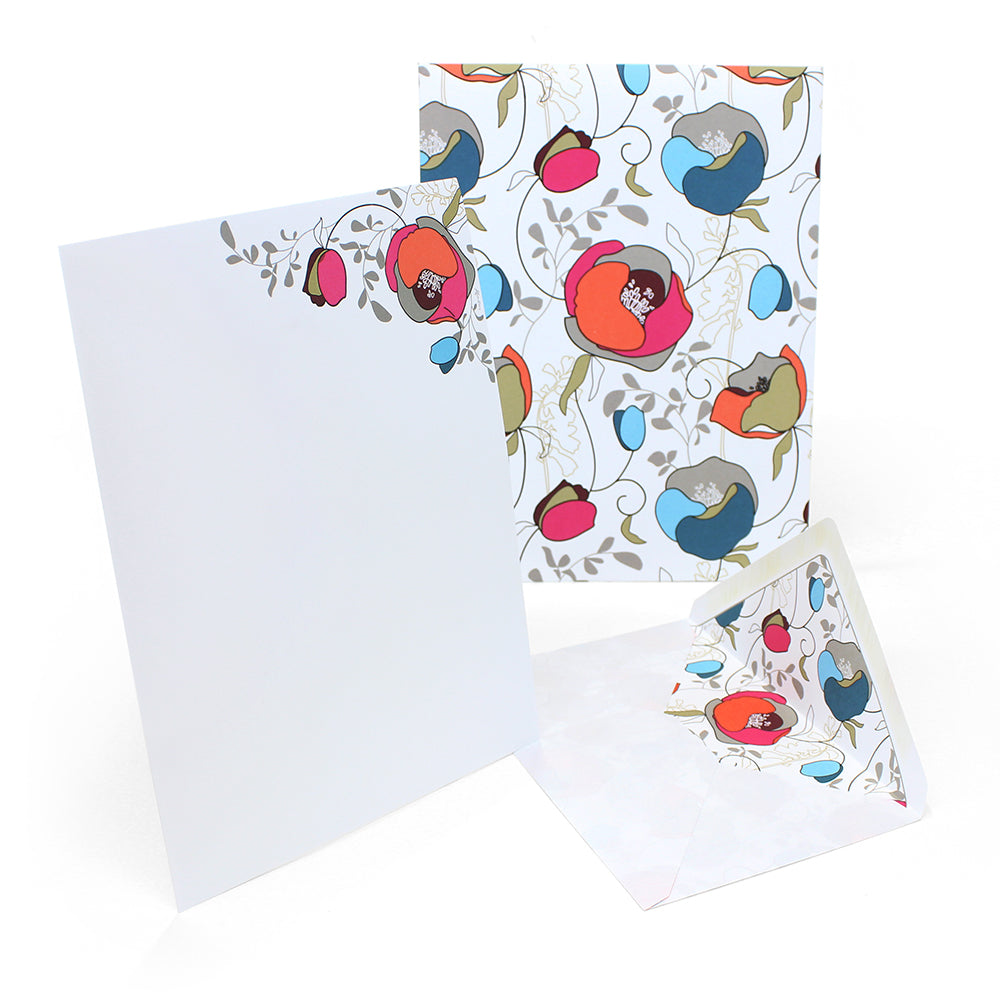 San Lorenzo Writing Sheet Portfolio - Elegant Flowers