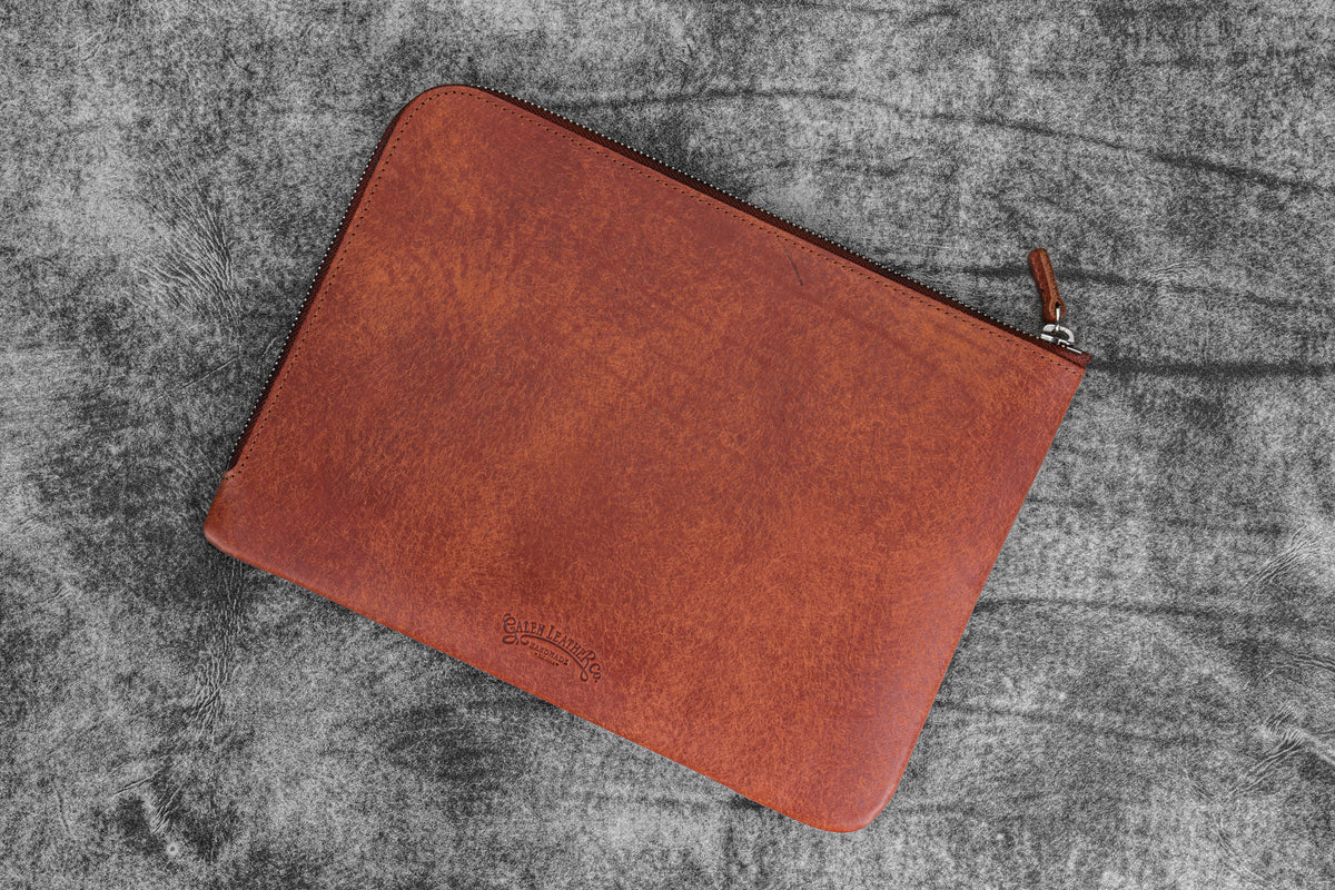 Galen Leather Zippered Writer's Bank Bag - Aged Copper