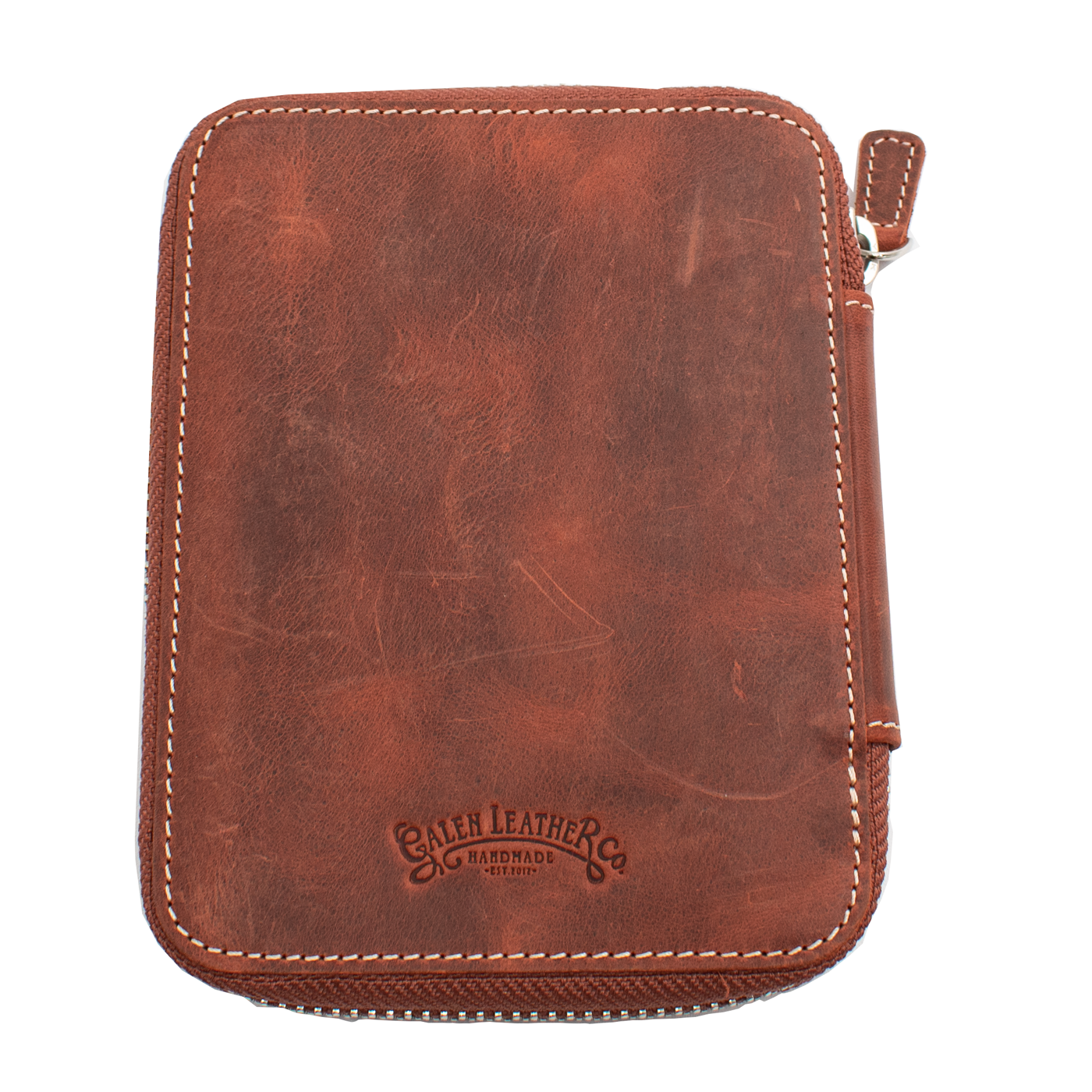 Galen Leather Co. Zippered 10 Slot Pen Case - Crazy Horse Orange