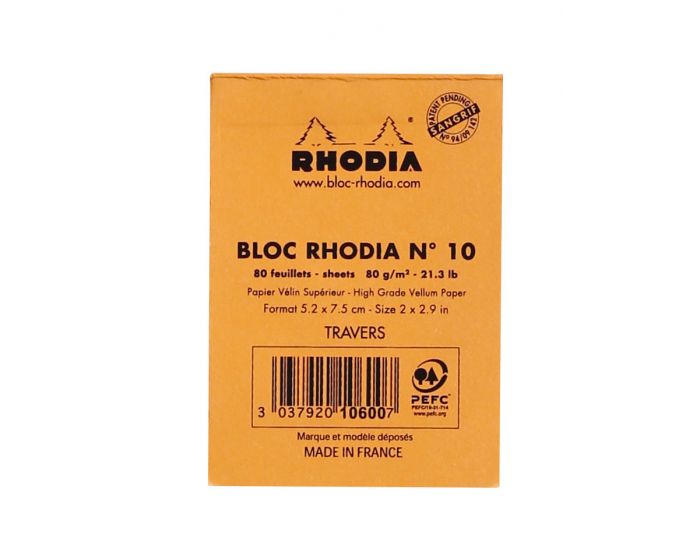Rhodia #10 Classic Staplebound Notepad - Orange