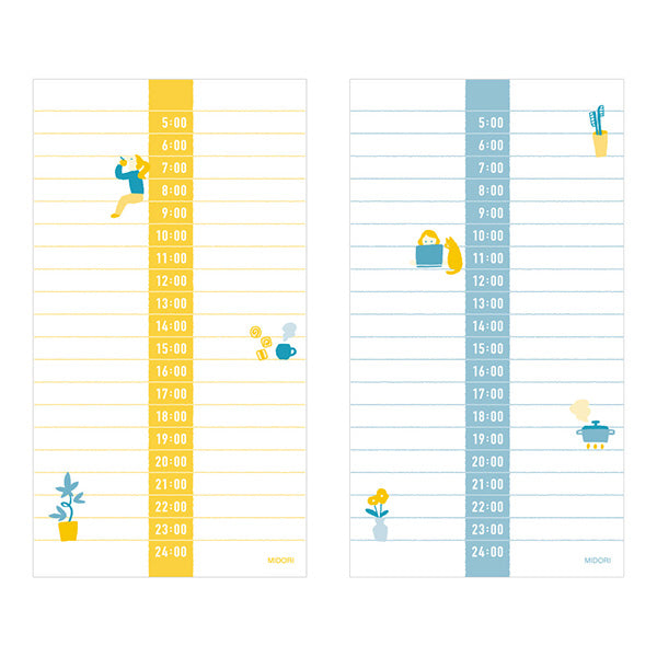 Midori Stand Memo Pad- Vertical Pattern - Schedule