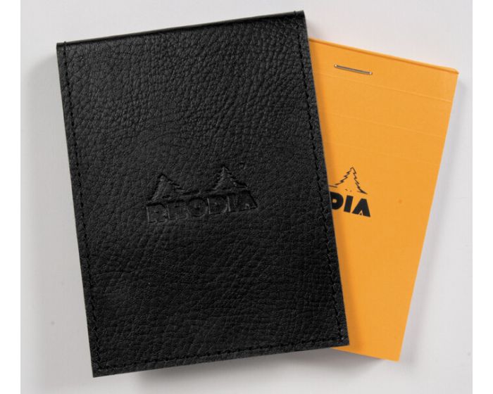 Rhodia #11 Black Leatherette Holder with Orange Graph Notepad