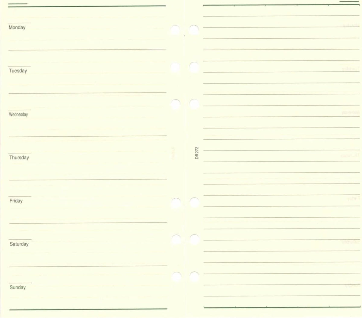 Raymay Davinci Note Bible Size Refill - Weekly Schedule