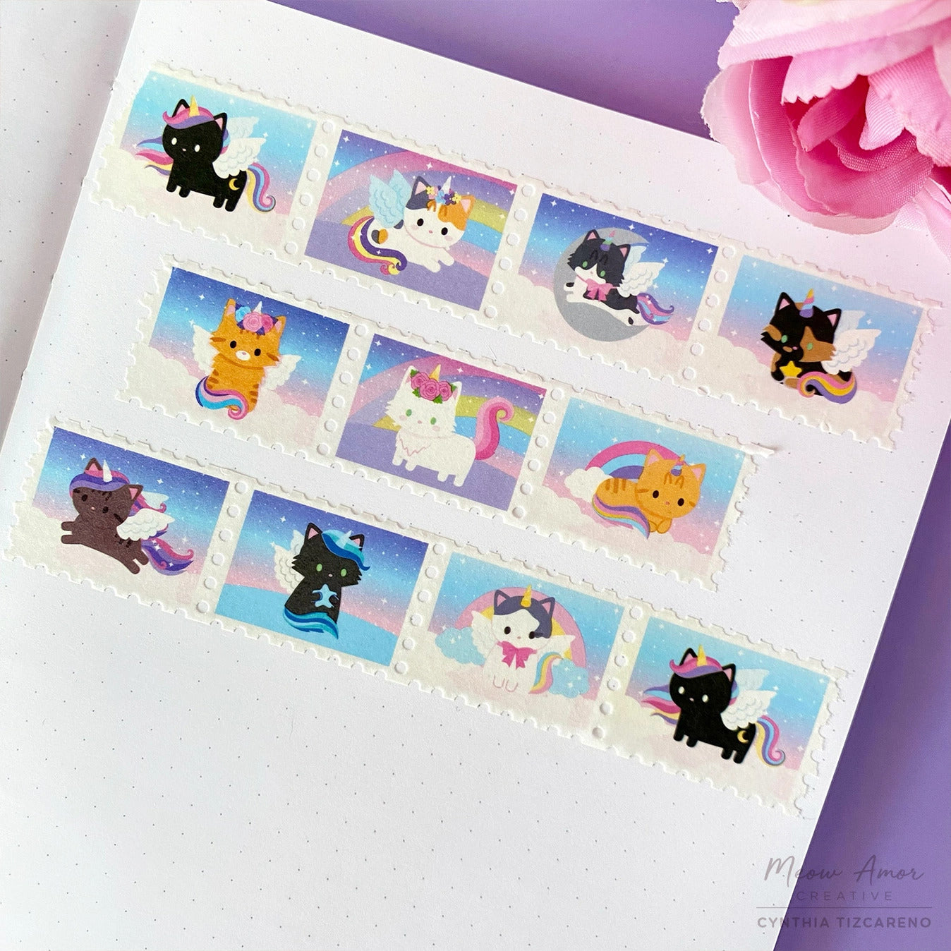 Meow Amor Creative - Unicorn Pegasus Cats Stamp Washi Tape