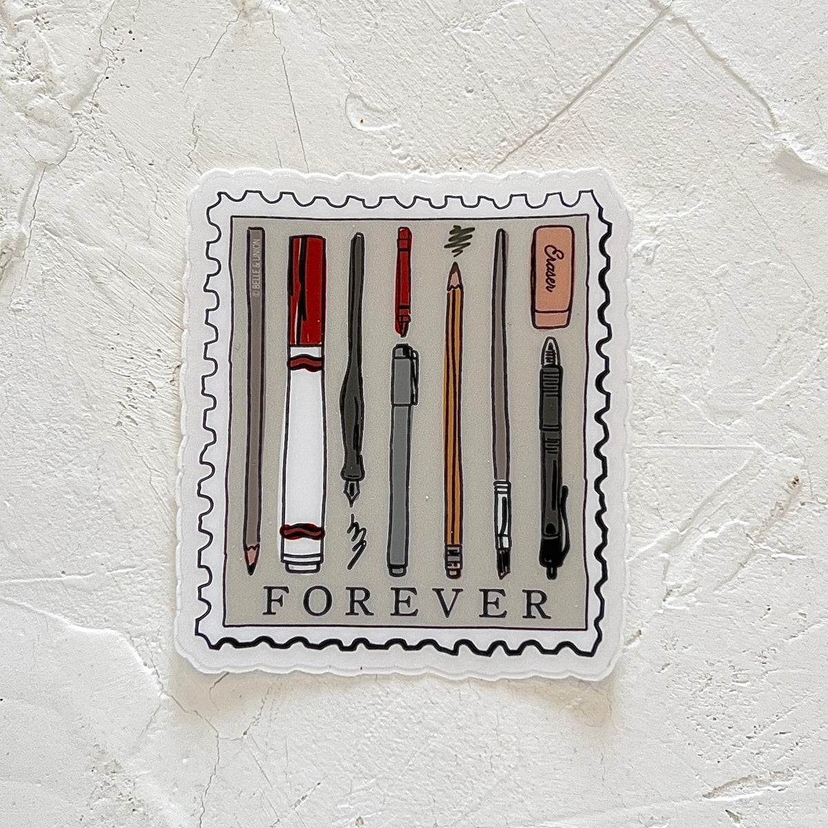 Belle & Union - Pens & Pencils Forever Postage Stamp Sticker