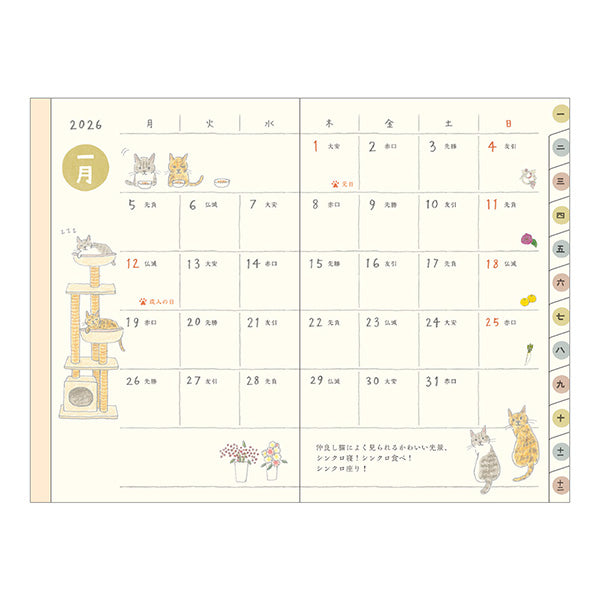 Midori 2026 Pocket Diary Mini - Cats