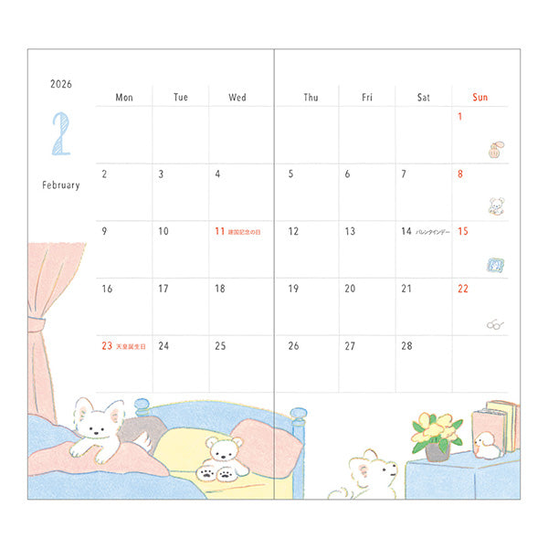 Midori 2026 Pocket Diary B6 Slim - Dog
