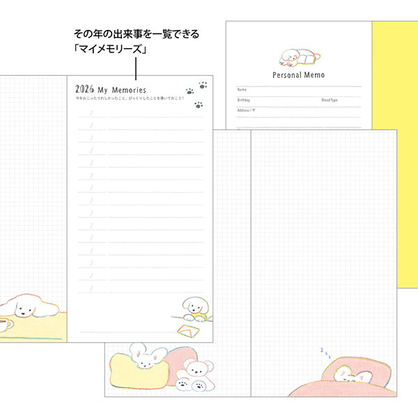 Midori 2026 Pocket Diary B6 Slim - Dog