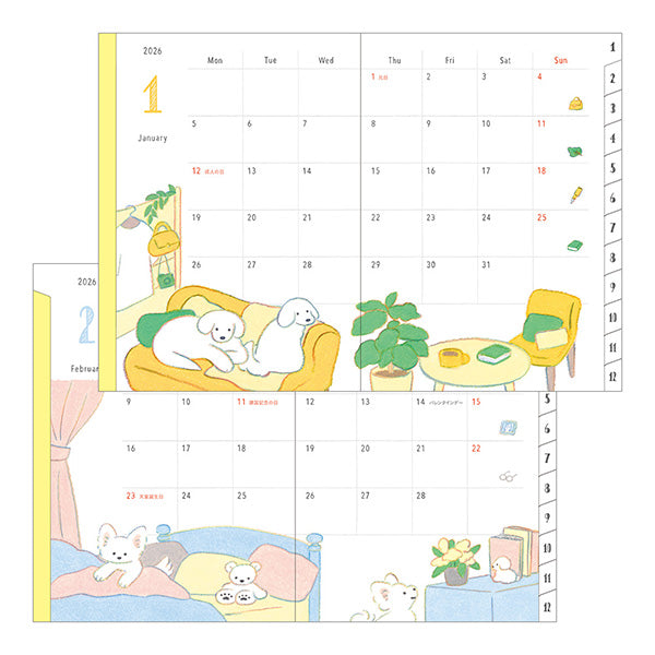 Midori 2026 Pocket Diary (A6) - Dog
