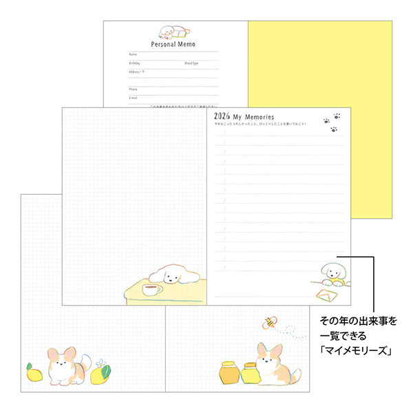 Midori 2026 Pocket Diary (A6) - Dog