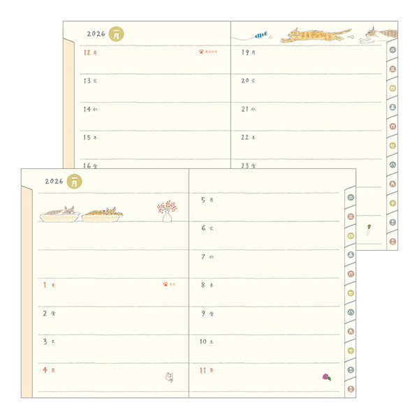 Midori 2026 Pocket Diary (A6) - Cat