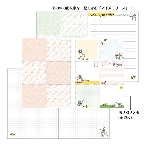 Midori 2026 Pocket Diary A6 Weekly Block- Ojisan
