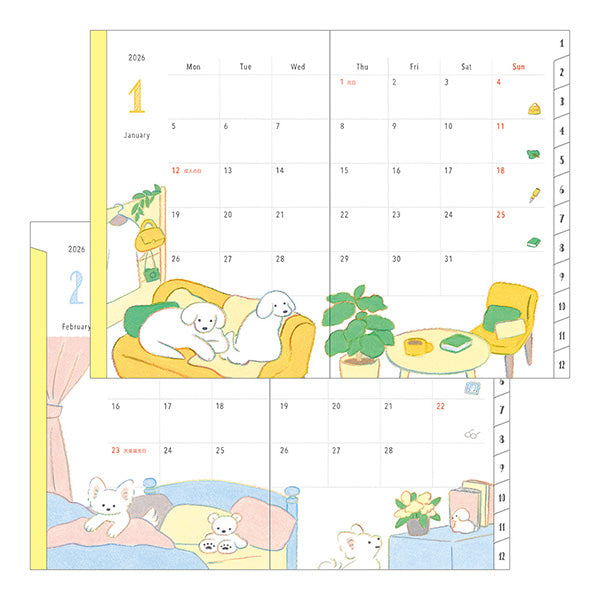 Midori 2026 Pocket Diary (B6) - Dog