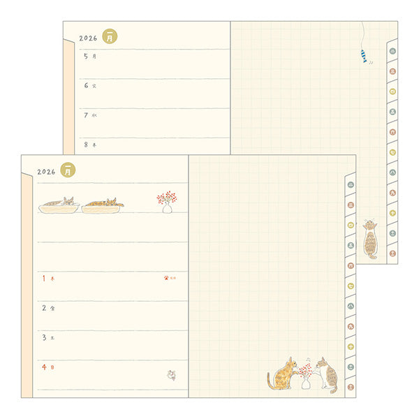 Midori 2026 Pocket Diary B6 - Cat