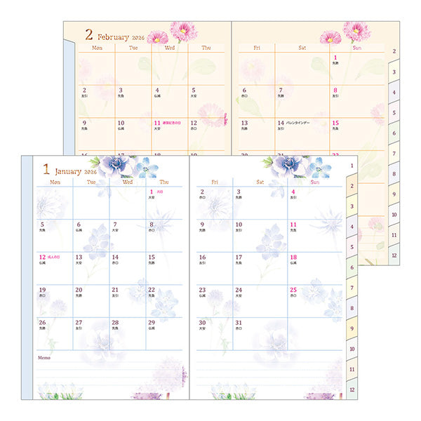 Midori 2026 Pocket Diary B6 - Country Time Flower