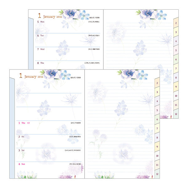 Midori 2026 Pocket Diary B6 - Country Time Flower