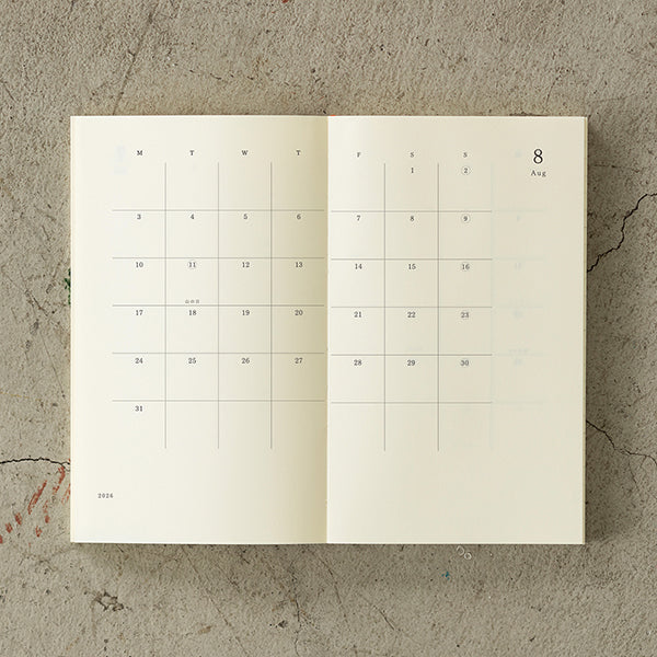 Midori MD Paper 2026 Notebook Diary- B6 Slim