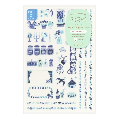 Midori Yuru Log Sticker Sheet - Blue Nordic