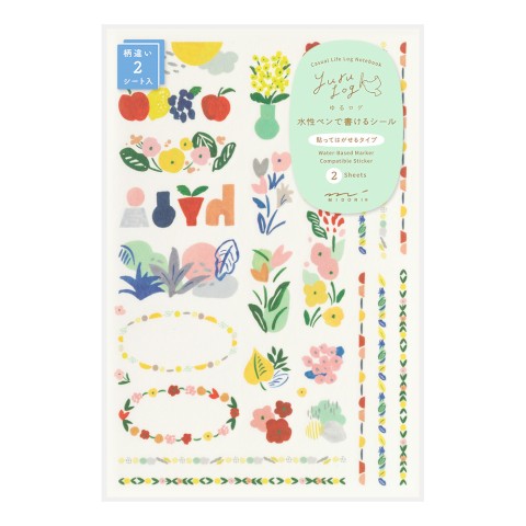 Midori Yuru Log Sticker Sheet - Textile Motif