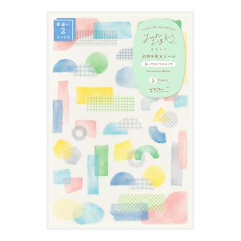 Midori Yuru Log Sticker Sheet - Collage Watercolor Motif