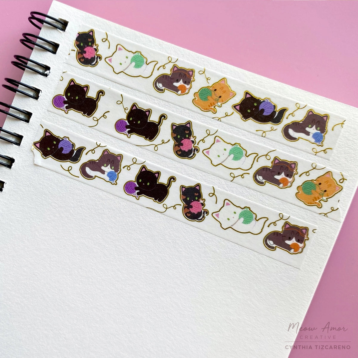 Meow Amor Creative Washi Tape - Yarn Cats Foil