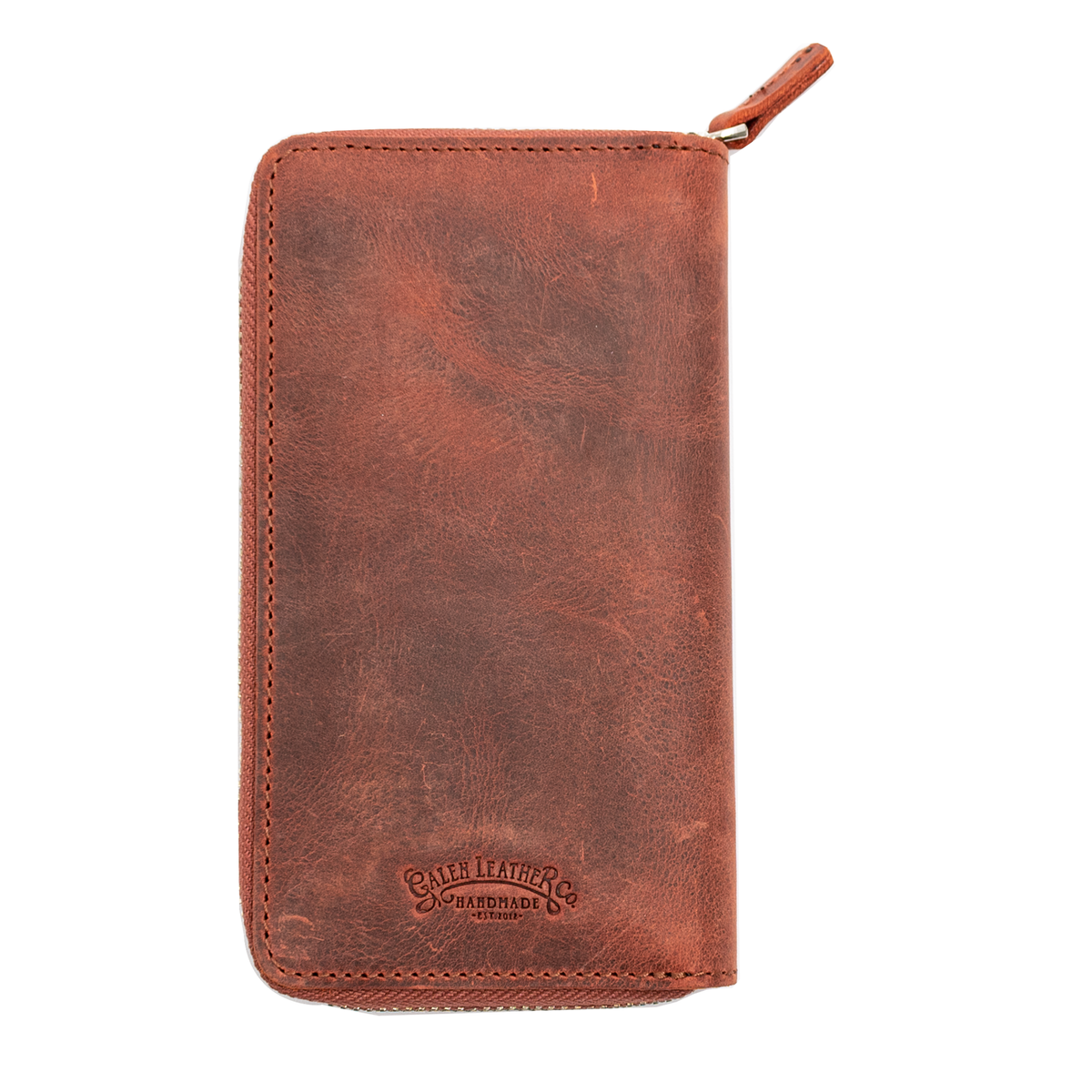 Galen Leather Co. Zippered 3 Slot Pen Case - Crazy Horse Orange