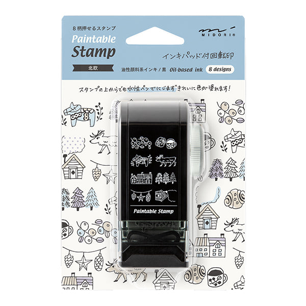 Midori Paintable Rotating Stamp - Self Inking - Dial Nordic Pattern
