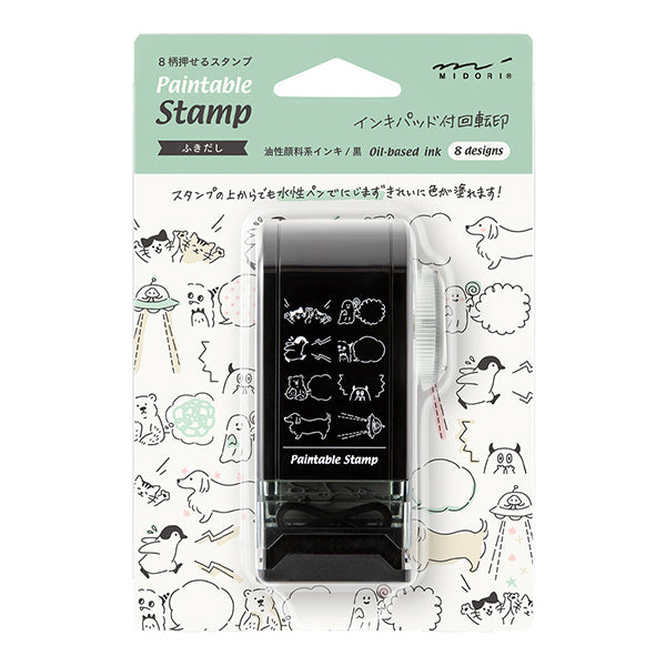 Midori Paintable Rotating Stamp - Self Inking - Dial Speech Bubble