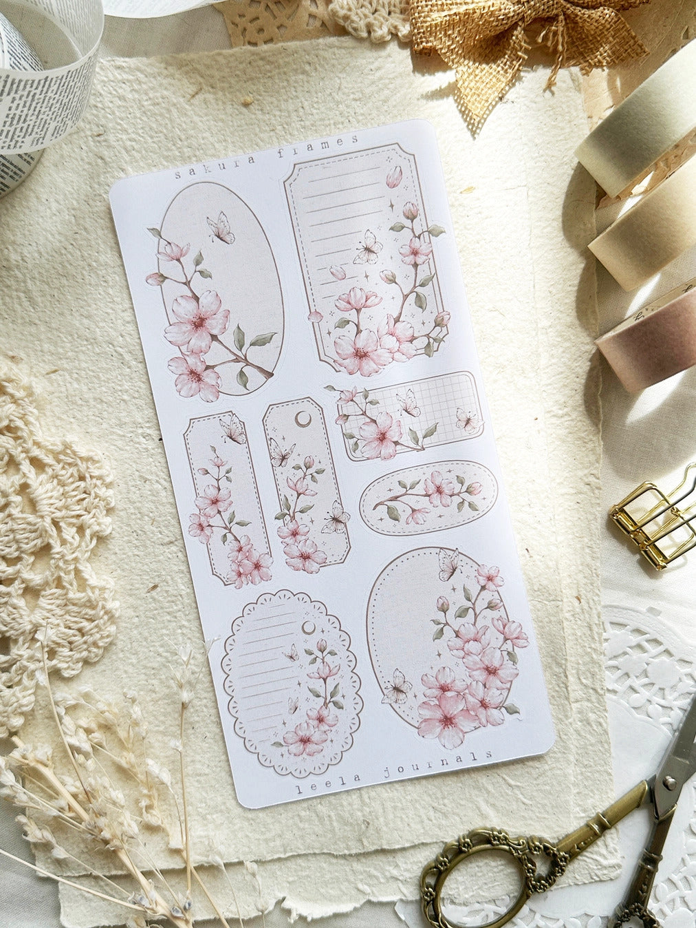 Leelajournals Sakura Labels Sticker Sheet
