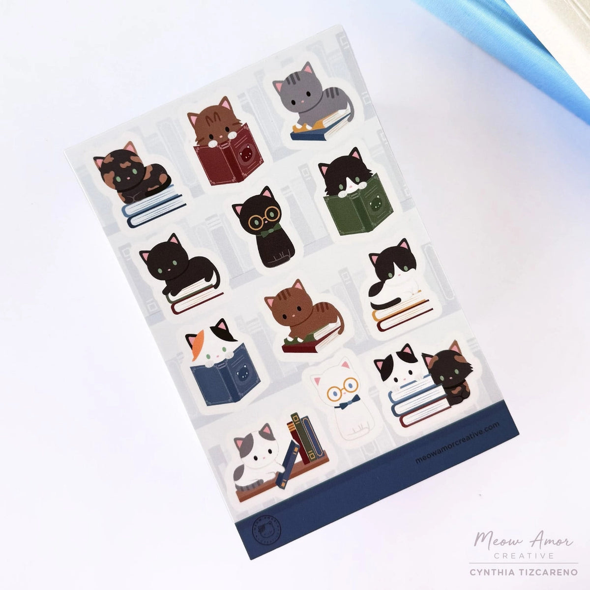 Meow Amor Creative - Book Cats Sticker Sheet