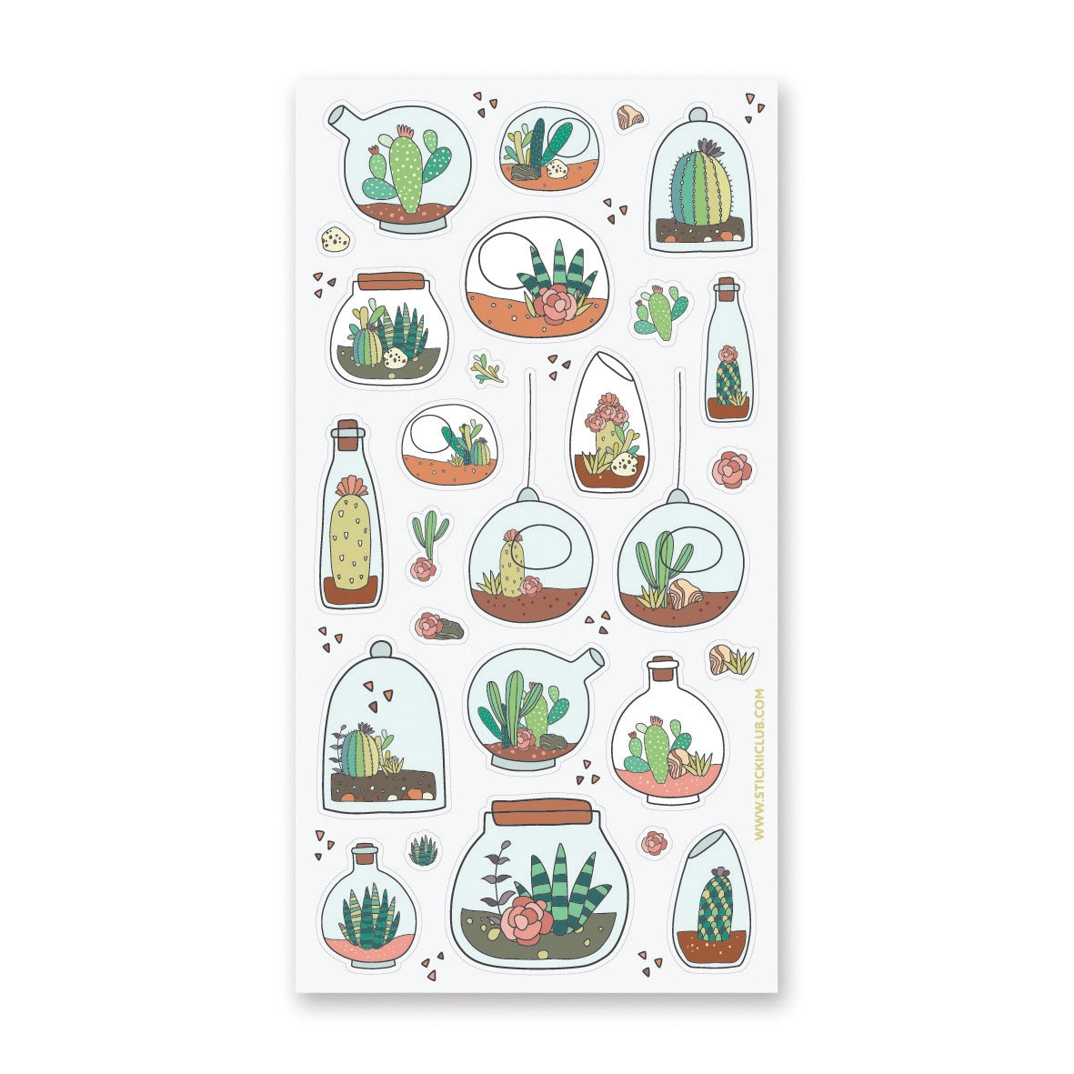 STICKII Sticker Sheet - Succulents in Bottles