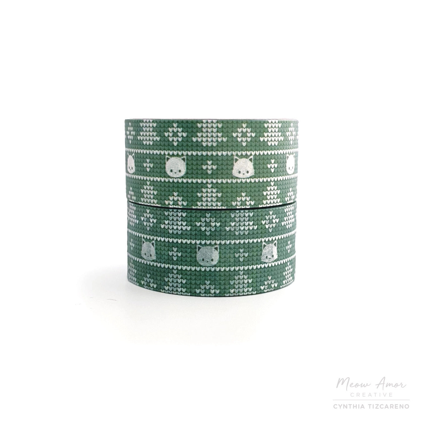Meow Amor Creative - Green Christmas Cat Washi Tape