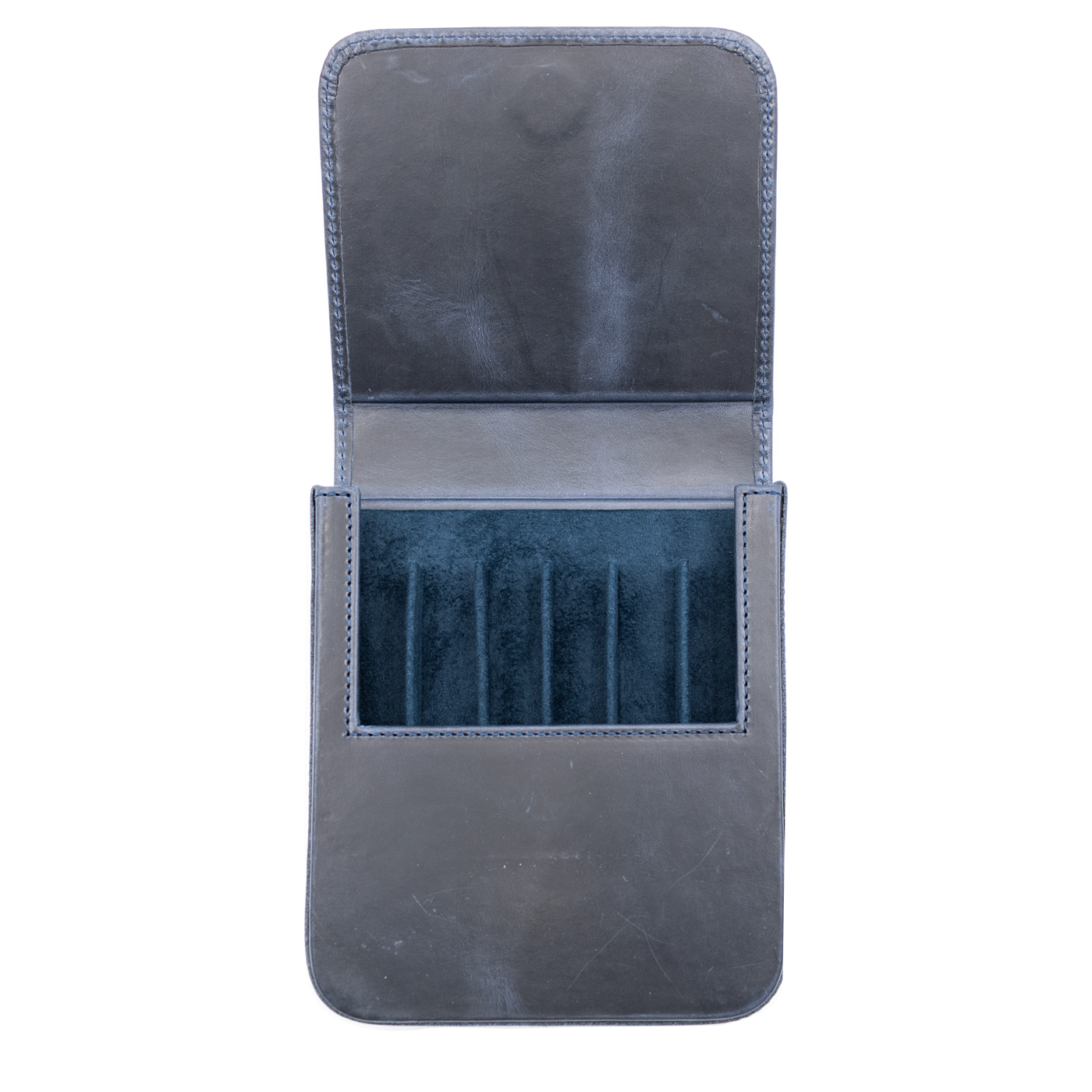 Galen Leather Co. Magnum Opus 6 Slot Hard Pen Case - Crazy Horse Navy