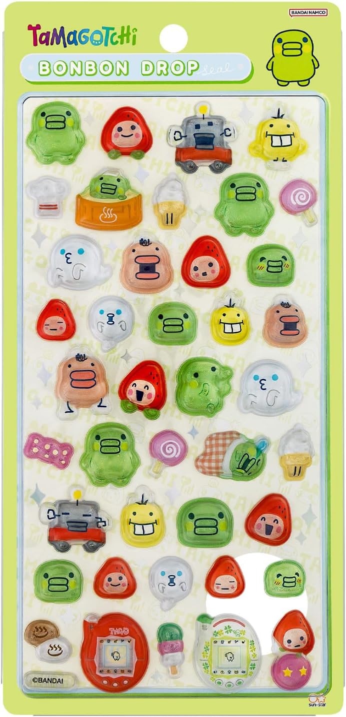 Tamagotchi BONBON DROP シール 4枚セット サンスター文具 ボンボンドロップシール たまごっち 4枚セット : Happy