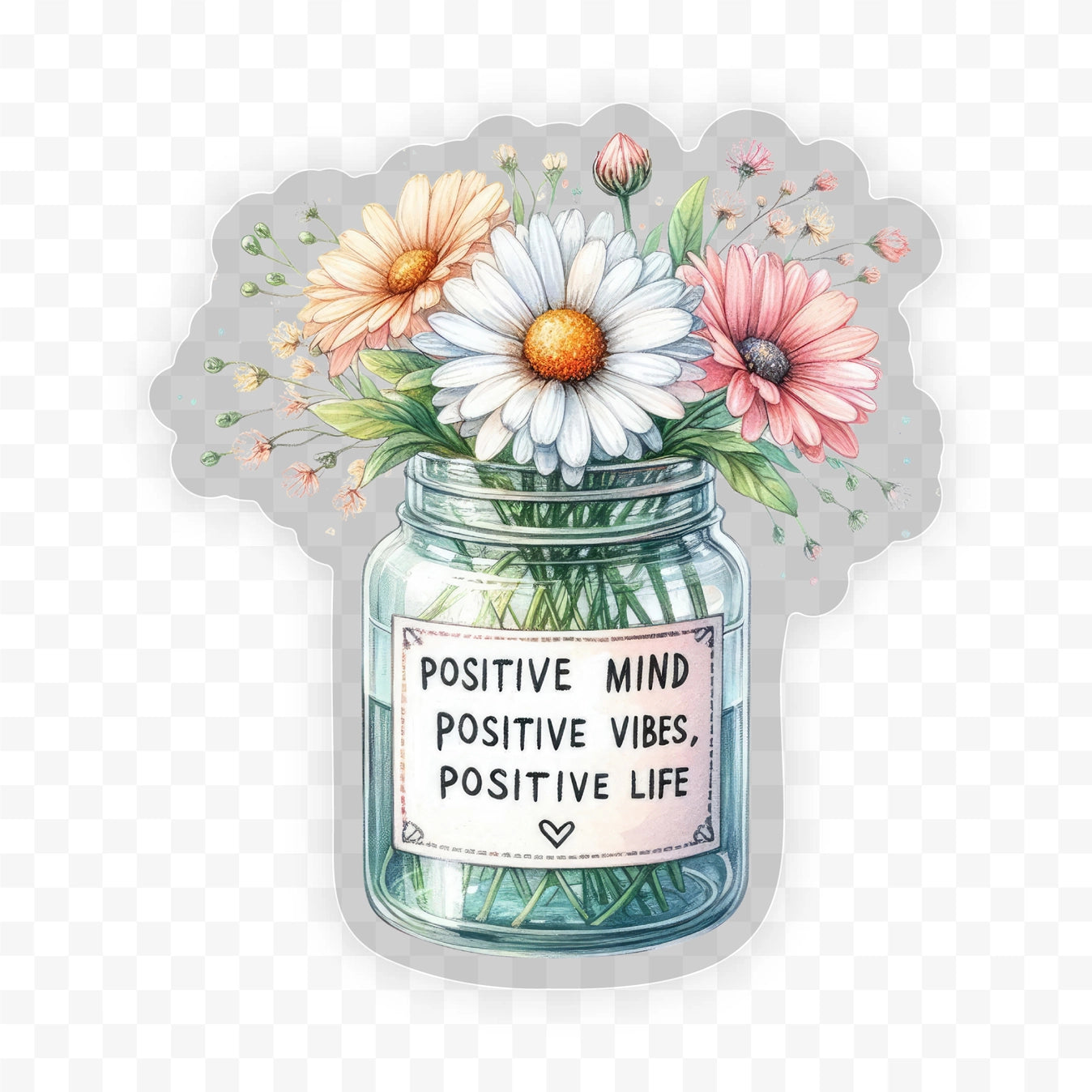 Savannah and James Co - Vinyl Sticker - Positive Mind Floral Vase