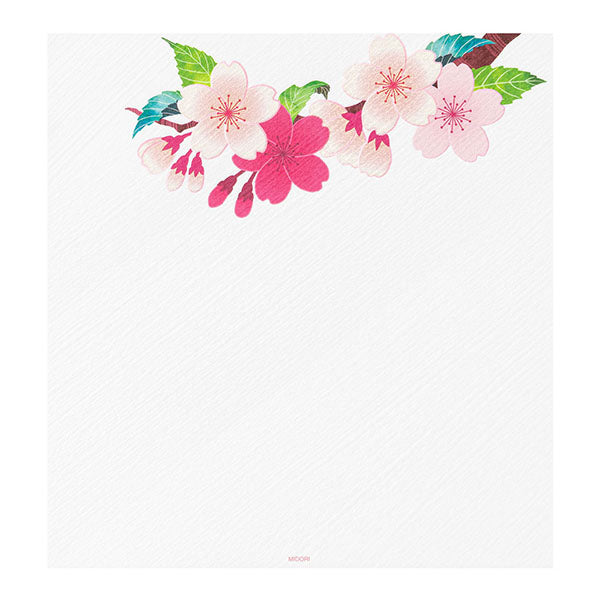 Midori Letter Pad 021 Silk Printing Cherry Blossom