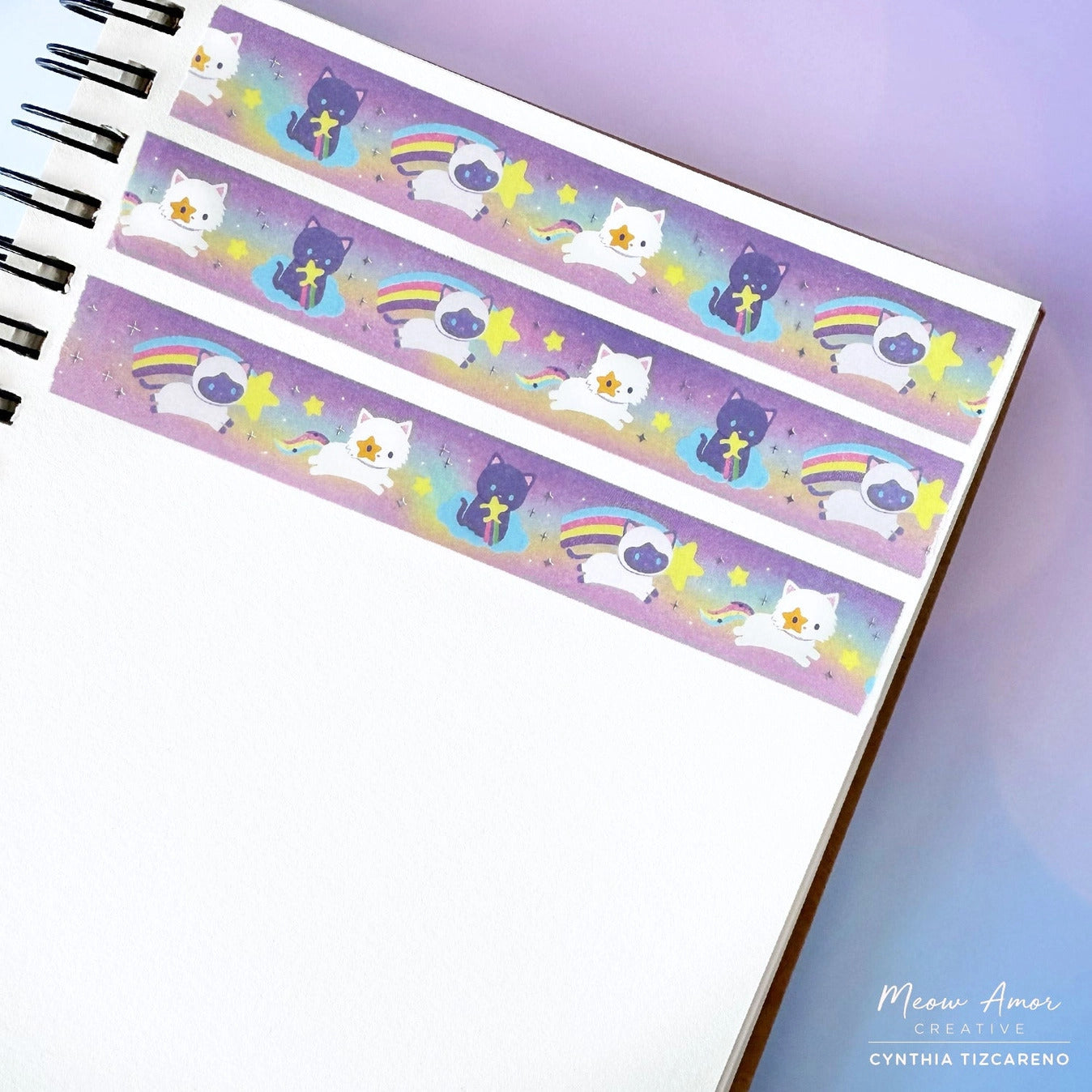 Meow Amor Creative - Shooting Stars Cats Holo Foil Washi Tape