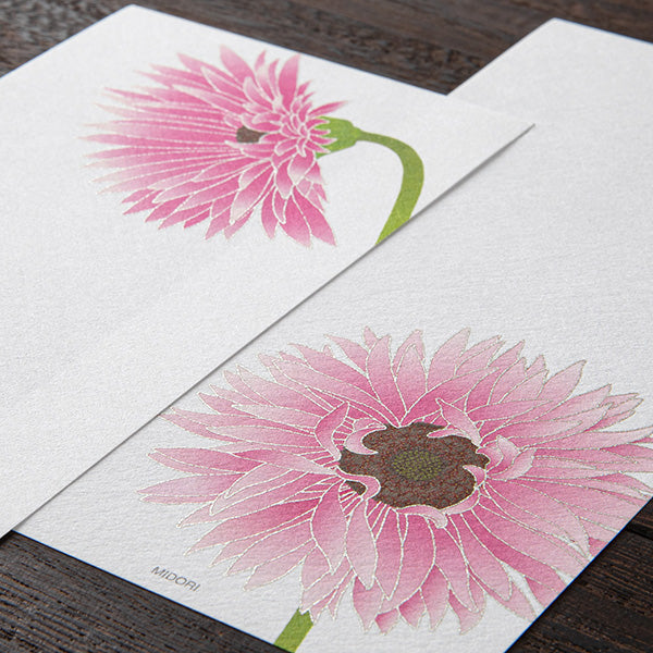 Midori Message Letter Pad 584 Silk Printing Gerbera