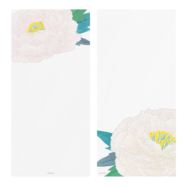 Midori Message Letter Pad 598 Silk Printed Winter Peony