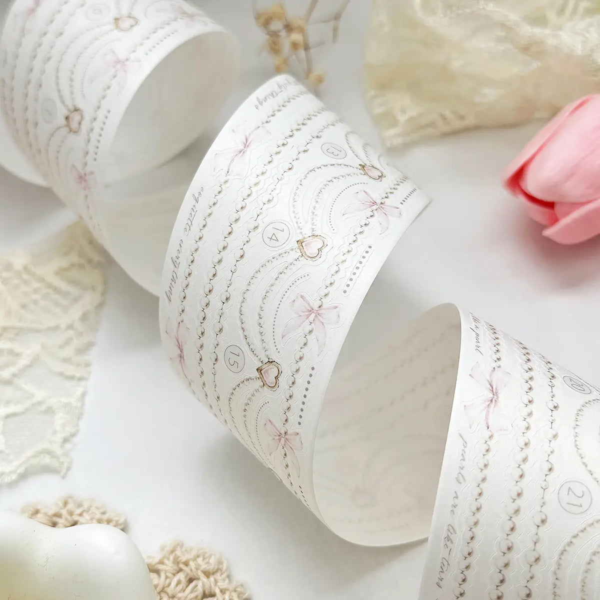 Leelajournals - Pearly Strings Washi Washi Tape ( Pre Cut)