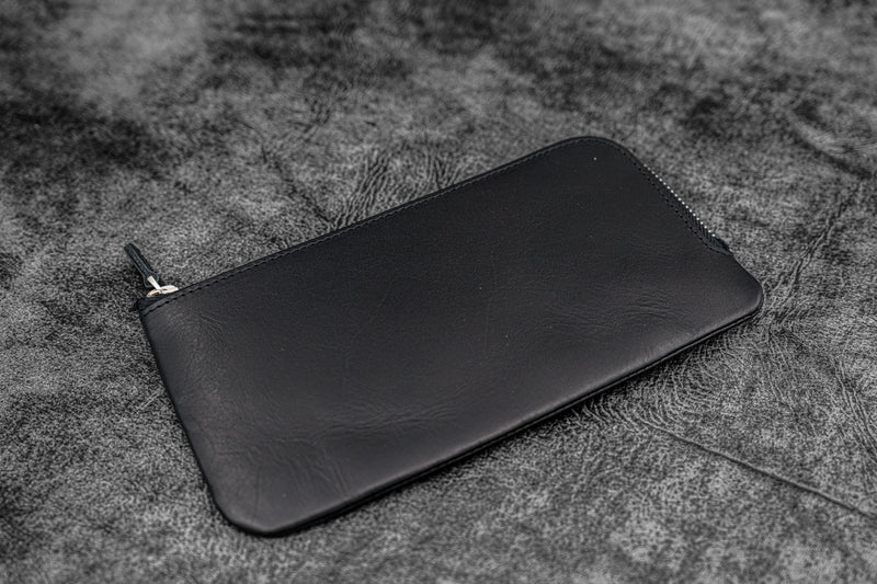 Galen Leather Co. Slip-N-Zip 4 Pen Pouch - Black