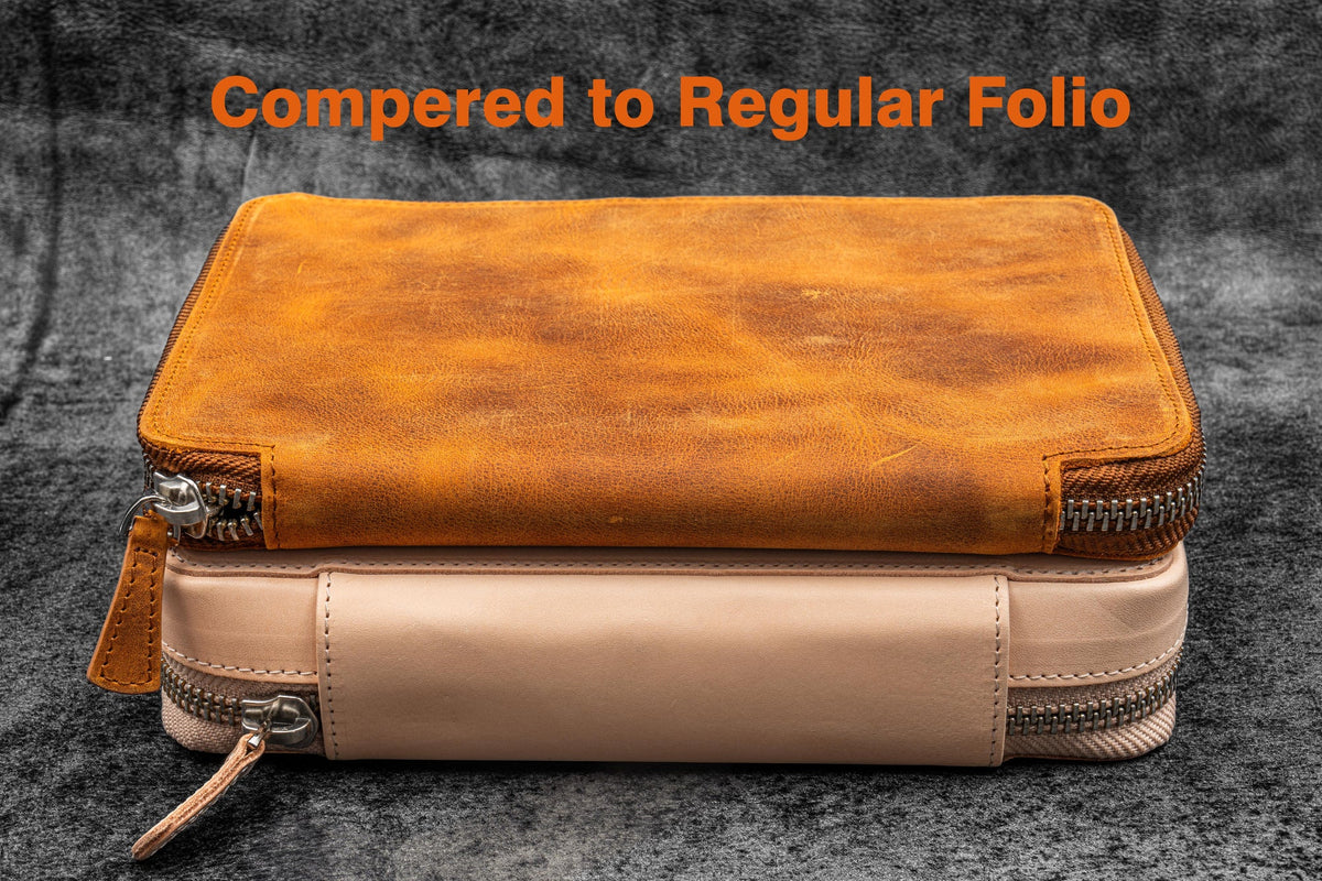 Galen Leather Co. Zippered A5 Wide Expansi Folio - Undyed Leather