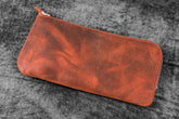 Galen Leather Co. Slip-N-Zip 4 Pen Pouch - Crazy Horse Orange