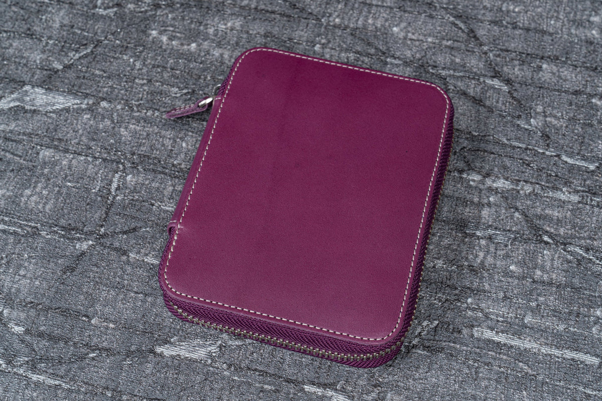 Galen Leather Co. Zippered 10 Slot Pen Case - Purple