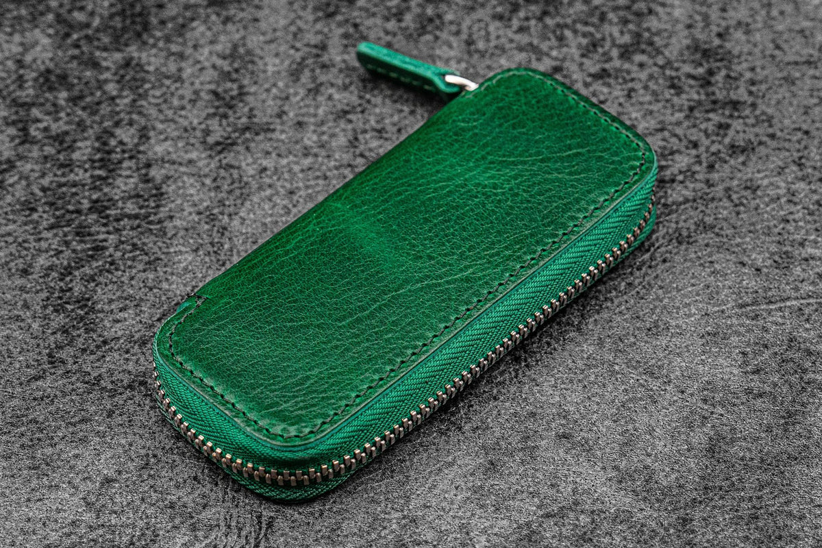 Galen Leather Co. Zippered Double Pen Case For Kaweco - Vivianite Green