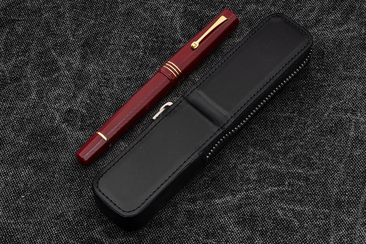 Galen Leather Co. Zipper Magnum Opus Single Slot Hard Pen Case - Black