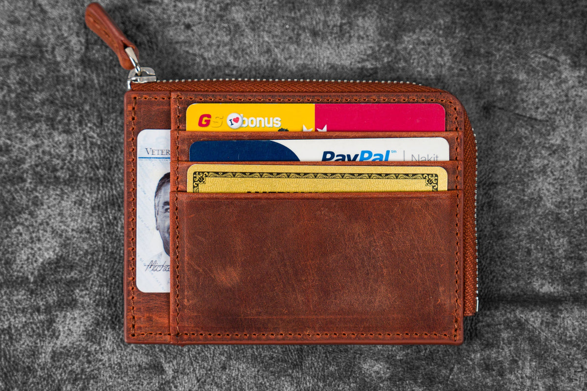 Galen Leather Co. Zippered Mega Mini Wallet - Crazy Horse Orange