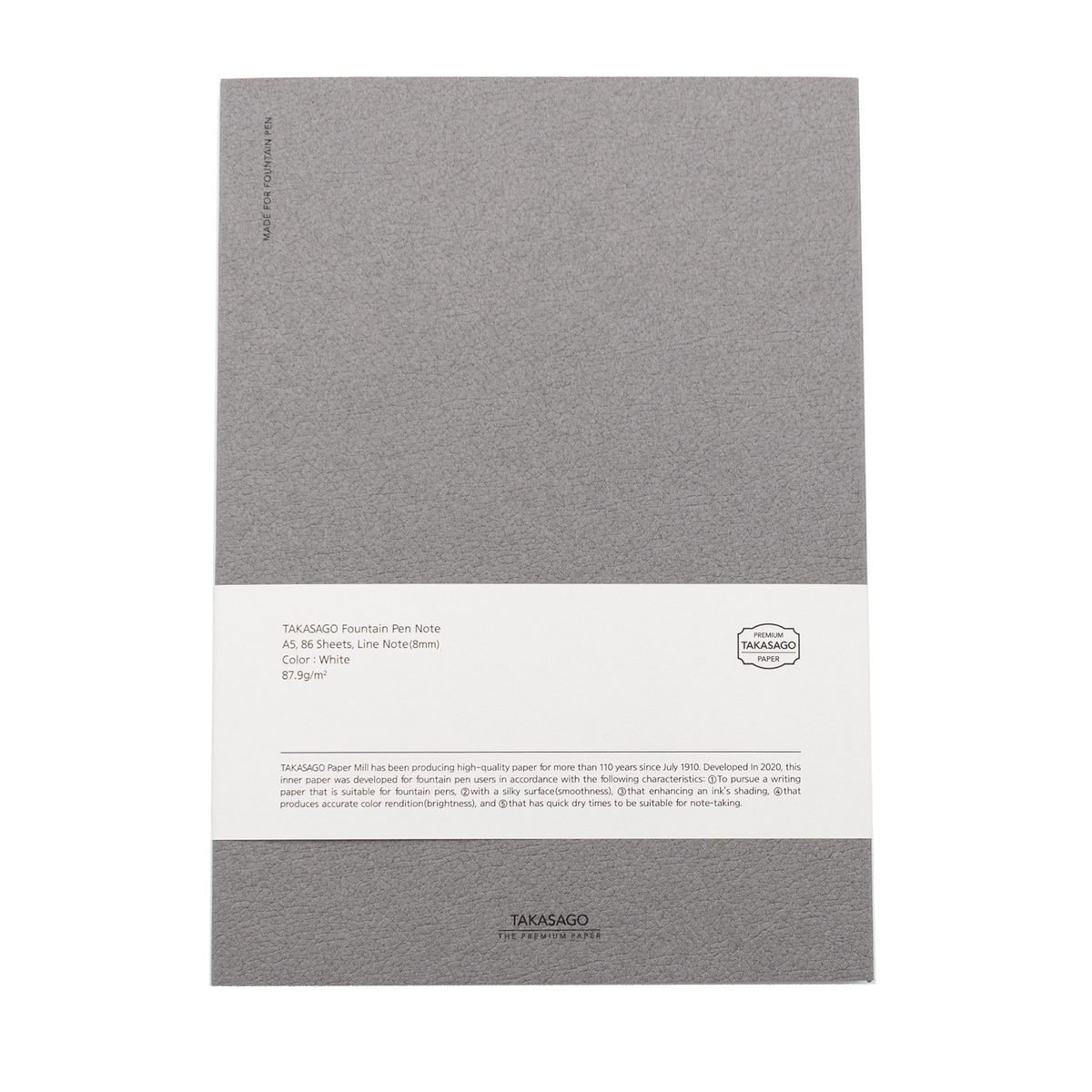 Dominant Industry - Takasago Notebook - Grey A5 8mm Line